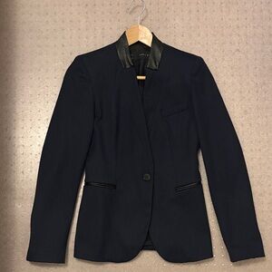 Black Blazer with Leather Accents